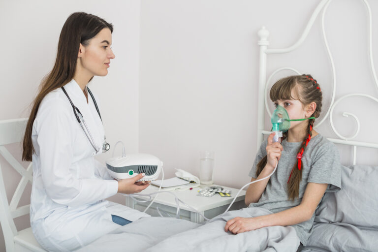 A pediatrician is checking a child's oxygen levels.